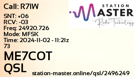 QSL Card for ME7COT QSO with R7IW