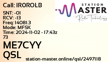 QSL Card for ME7CYY QSO with IR0ROLB