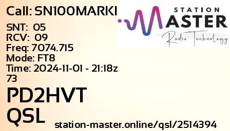 QSL Card for PD2HVT QSO with SN100MARKI