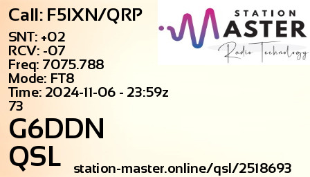 QSL Card for G6DDN QSO with F5IXN/QRP