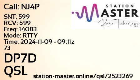 QSL Card for DP7D QSO with NJ4P