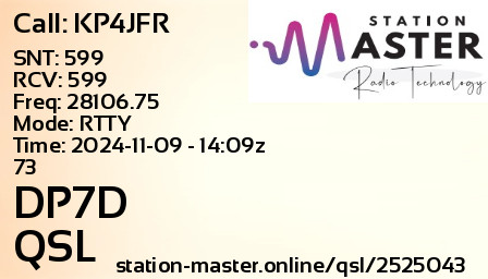 QSL Card for DP7D QSO with KP4JFR