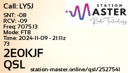 QSL Card for 2E0KJF QSO with LY5J