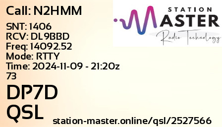QSL Card for DP7D QSO with N2HMM
