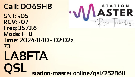 QSL Card for LA8FTA QSO with DO6SHB