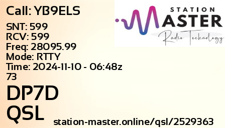 QSL Card for DP7D QSO with YB9ELS