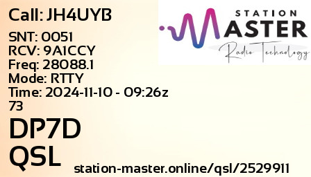 QSL Card for DP7D QSO with JH4UYB