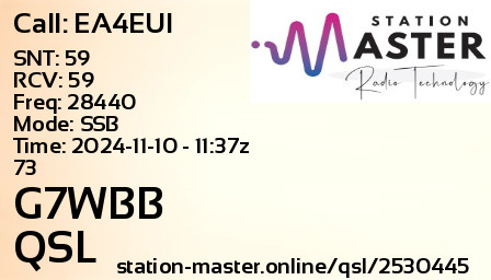 QSL Card for G7WBB QSO with EA4EUI