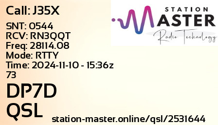 QSL Card for DP7D QSO with J35X