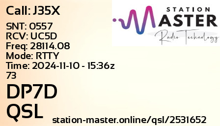 QSL Card for DP7D QSO with J35X