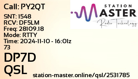 QSL Card for DP7D QSO with PY2QT