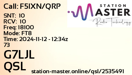 QSL Card for G7LJL QSO with F5IXN/QRP