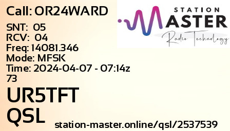QSL Card for UR5TFT QSO with OR24WARD