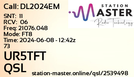 QSL Card for UR5TFT QSO with DL2024EM