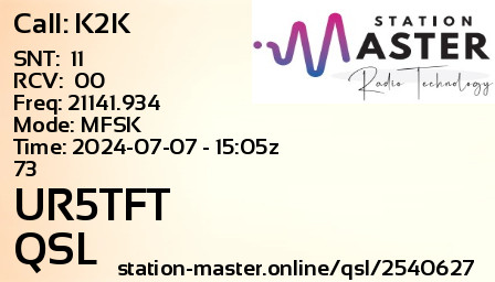 QSL Card for UR5TFT QSO with K2K
