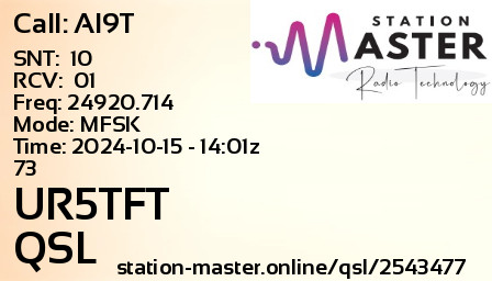 QSL Card for UR5TFT QSO with AI9T