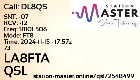 QSL Card for LA8FTA QSO with DL8QS