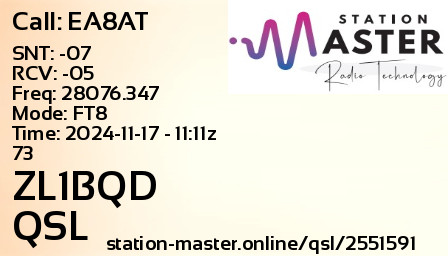 QSL Card for ZL1BQD QSO with EA8AT