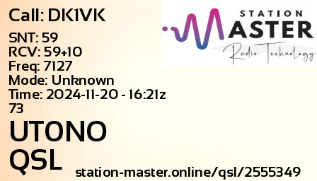 QSL Card for UT0NO QSO with DK1VK