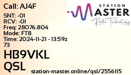 QSL Card for HB9VKL QSO with AJ4F