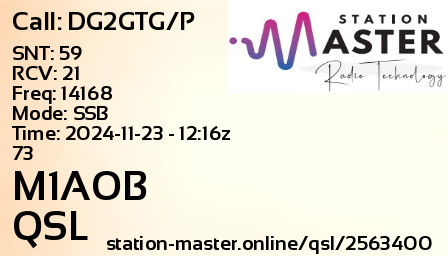 QSL Card for M1AOB QSO with DG2GTG/P