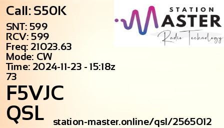 QSL Card for F5VJC QSO with S50K