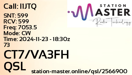 QSL Card for CT7/VA3FH QSO with I1JTQ