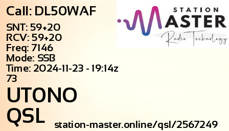 QSL Card for UT0NO QSO with DL50WAF
