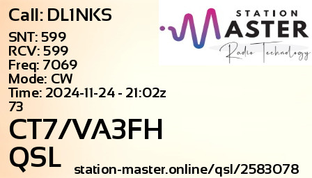QSL Card for CT7/VA3FH QSO with DL1NKS