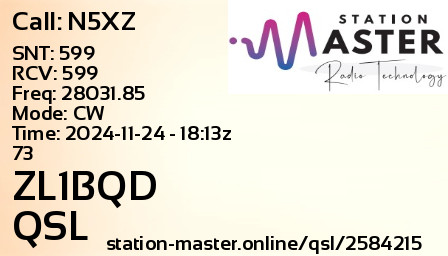 QSL Card for ZL1BQD QSO with N5XZ