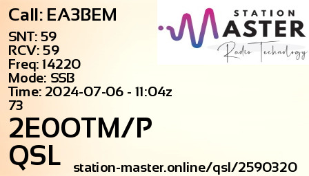 QSL Card for 2E0OTM/P QSO with EA3BEM