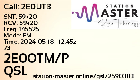 QSL Card for 2E0OTM/P QSO with 2E0UTB