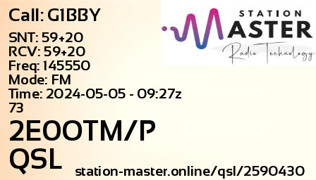 QSL Card for 2E0OTM/P QSO with G1BBY
