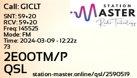 QSL Card for 2E0OTM/P QSO with G1CLT