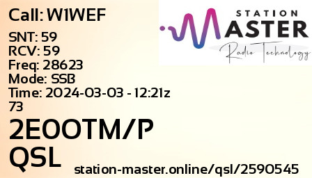 QSL Card for 2E0OTM/P QSO with W1WEF