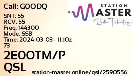 QSL Card for 2E0OTM/P QSO with G0ODQ