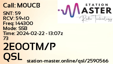 QSL Card for 2E0OTM/P QSO with M0UCB