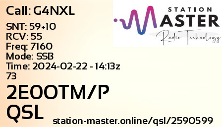 QSL Card for 2E0OTM/P QSO with G4NXL