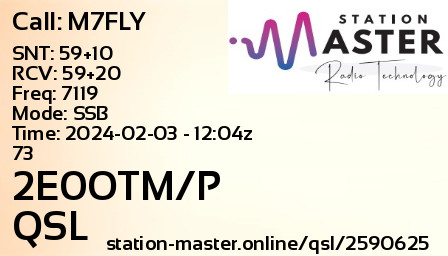 QSL Card for 2E0OTM/P QSO with M7FLY
