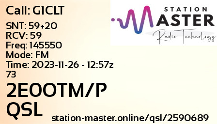 QSL Card for 2E0OTM/P QSO with G1CLT