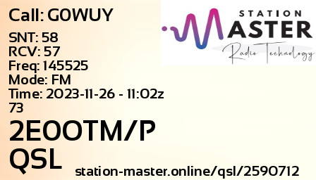 QSL Card for 2E0OTM/P QSO with G0WUY