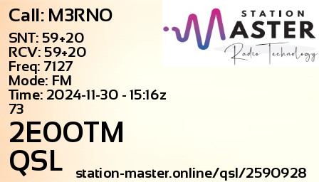 QSL Card for 2E0OTM QSO with M3RNO