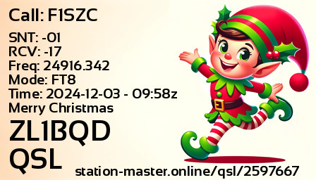 QSL Card for ZL1BQD QSO with F1SZC