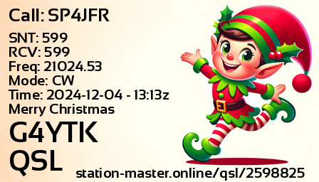 QSL Card for G4YTK QSO with SP4JFR