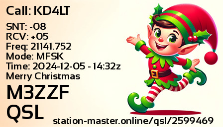 QSL Card for M3ZZF QSO with KD4LT