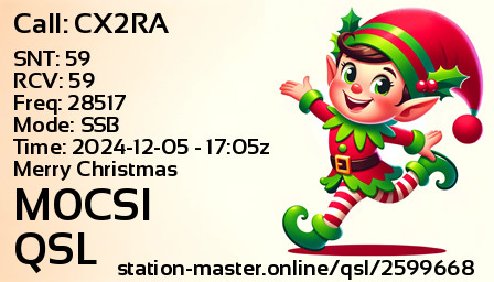 QSL Card for M0CSI QSO with CX2RA