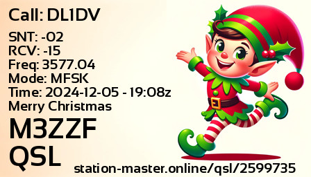 QSL Card for M3ZZF QSO with DL1DV