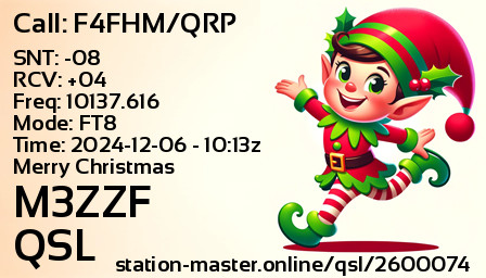QSL Card for M3ZZF QSO with F4FHM/QRP