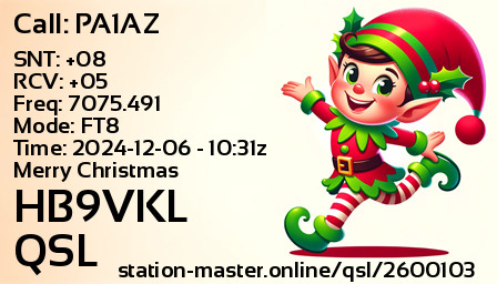 QSL Card for HB9VKL QSO with PA1AZ
