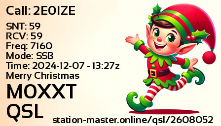 QSL Card for M0XXT QSO with 2E0IZE